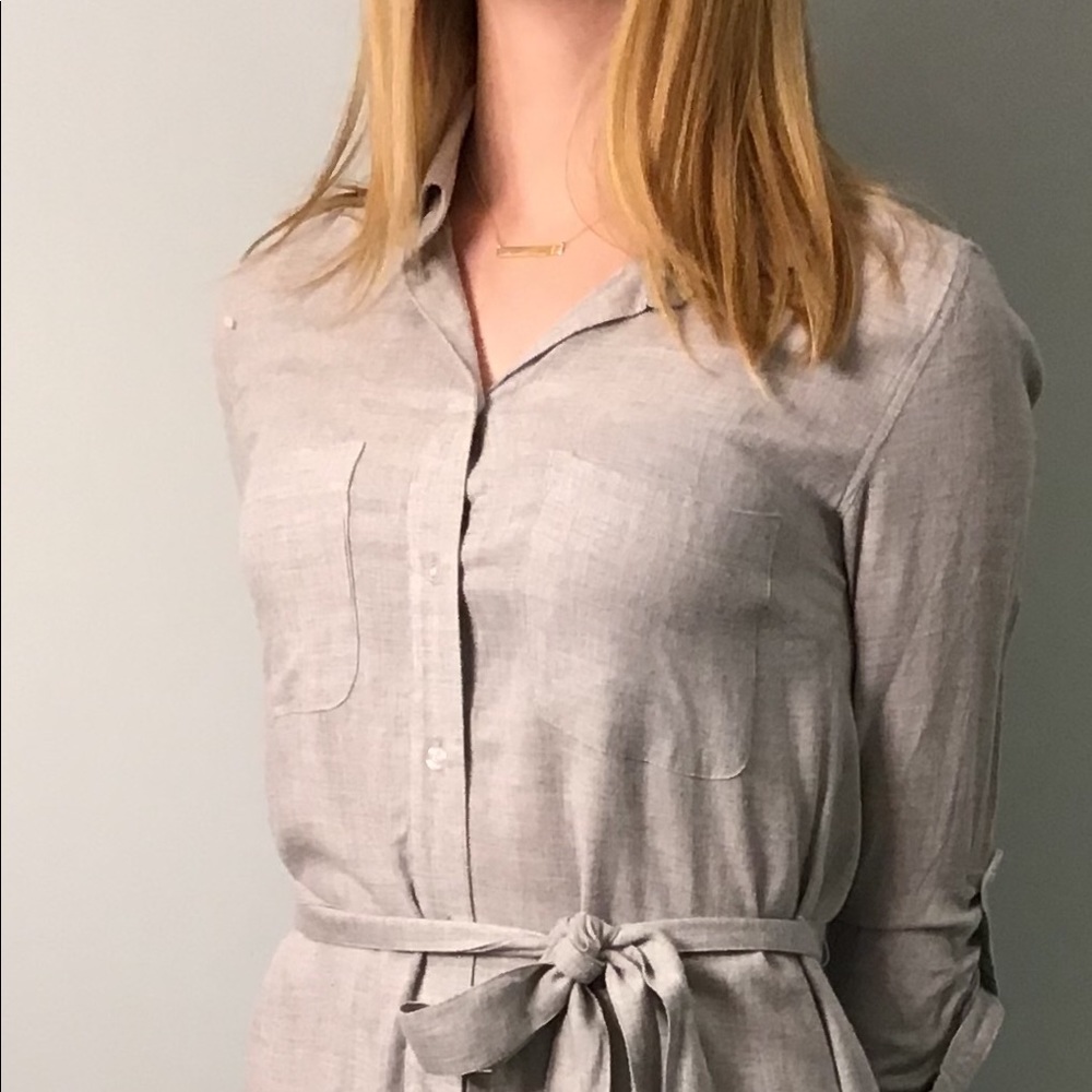 - Button up dress with tie waist